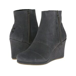 Toms Desert Wedge Ankle Booties 8 Gray Suede Substantial Quality Leather Boho